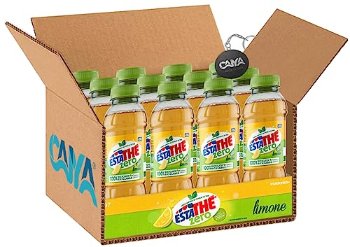 12X Estathe Zero al Gusto di Limone con Vero Infuso di Foglie di Thè 400ml [CAIYA® BOX da 12 Bottiglie]