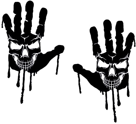 KLEBEKÖNIG 2 Blutige Hände Totenkopf je 25x16cm Auto Aufkleber Heckscheiben Sticker Tuning Autoaufkleber Jdm