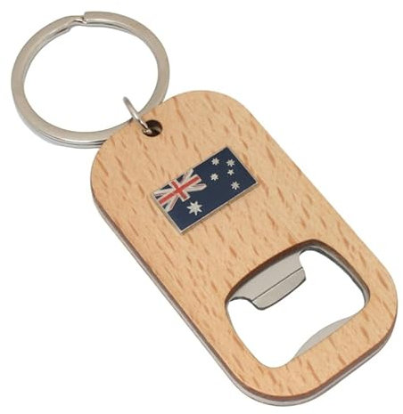 Australia Flag Keyring Bottle Opener Wooden Stainless Steel Key Chain Gift 626