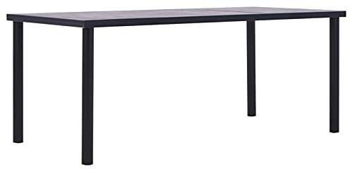 Homgoday Esszimmer Tisch Schwarz/Betongrau 200x100x75cm MDF Metall für Küche oder Freiluft Model281861