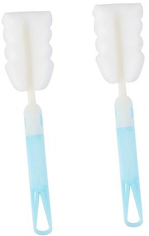 DOITOOL 2pcs Blue Sponge Bottle Cleaning Brush Set Soft Non-scratch Scrubber for Milk Feeding Bottles Easy to Clean with Removable Replacement Sponge for Nipple and Accessories Washing