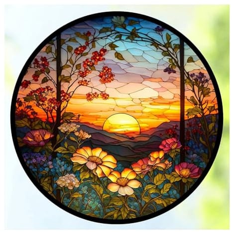 Stalente Diamond Painting Erwachsene Set Blume, 5D Diamond painting Stained Glass Sonnenblume, Rund Full Drill Diamond Painting for Home Wall Decoration Gift 30x30cm/12x12in