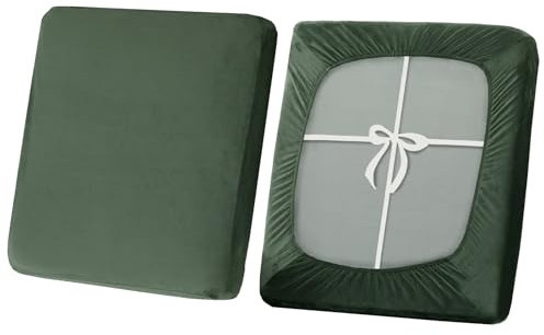 SYLC Sofa Sitzkissenbezug, Stretch Sitzkissenbezug rutschfest Mit Krawatten, Samt Überzüge Für Wohnwagen Polster Sitzbezüge Für Sofa(Avocado Green,2-Sitzer)