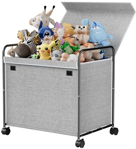 Xtsuen Caja de Almacenamiento, 117 L, Caja de Juguetes con Ruedas, Caja de Juguetes con Tapa, Caja de Almacenamiento de Juguetes Grande Plegable para niños, para habitación de niños, Ropa, Libros