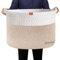 GOCAN XXXL korb aufbewahrung groß wäschekorb D55XH35cm wäschesammler aufbewahrungskorb für Decken Kissen Kleidung körbe mit Griffen für kinderzimmer brau