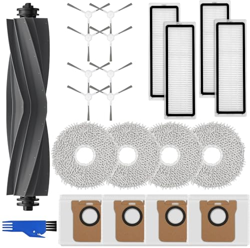 Asdazrxy Zubehörset für Dreame L20 Ultra Roboter Staubsauger, 1 Hauptbürste, 4 Staubbeutel, 4 Filter, 4 Mopp Wischpad, 8 Seitenbürsten, 1 Reinigungsbürste, Saugroboter Ersatzteile Zubehör