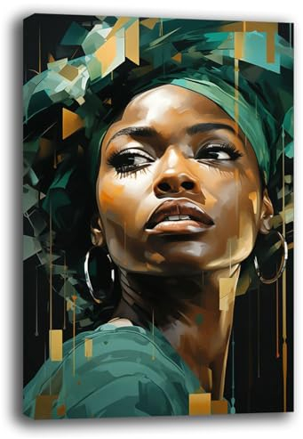 Printerland Cuadro moderno vertical con chica negra, cuadros modernos para el salón de pared, XXL grande, impresión sobre lienzo, decoración mural para dormitorio, cocina (9, 30 x 40 cm)