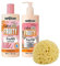 Soap and Glory Call of Fruity Shower Gel Body Wash 500ml and Body Lotion 500ml Bundle with Rainbow Gifts Sponge Set