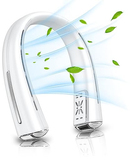 Dancial Ventilatore USB da collo con batteria da 5200 mAh, mini ventilatore da collo con flusso d'aria a 360°, 3 velocità, ventilatore USB per escursionismo, sport all'aria aperta, viaggi, casa