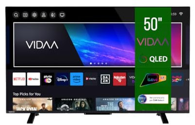 Toshiba Smart TV 50 pouces QLED 50QV2363DA, VIDAA TV QLED 4K 50 pouces, compatible avec Alexa, DVB-T2, technologie LED, Dolby Vision HDR10, HDMI 2.1