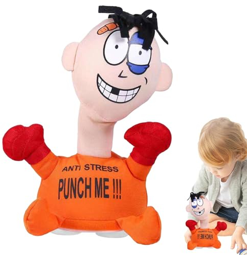 Schlag Mich Schreiende Puppen, Anti-Stress Pun-ch Me Puppen Spielzeug, Entspannendes Scream Puppenspielzeug The Boss Bürospielzeug Mit Saugnapfbasis,Stressabbau Sensorisches Spielzeug 12×12×23cm