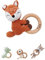 Bärenfreunde® - Personalisierter Beißring Baby - Niedlicher Greifling für Baby's ab 0 Monate - Babyrassel mit Name als Baby Geschenk für Mädchen und Jungen (Fuchs liegend,mit Name)