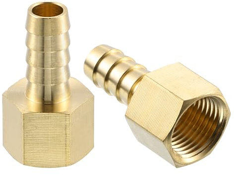 QUARKZMAN 2pz Raccordo Portagomma Ottone, Barbetta da 3/8 x Femmina Npt da 3/8 Raccordo per Tubi Ottone per Collegare Tubi Dispositivi Meccanici Attrezzature Idrauliche