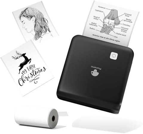 Phomemo M02 Pro 300 DPI Mini Drucker, Taschendrucker Bluetooth Fotodrucker für Smartphone, Thermodrucker kompatibel mit 15,25,50mm Papier, Ideal für Notizen, Studium, Scrapbooking, Fotos-Schwarz