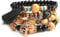 SHUBEIEUMI Boho Holzperlen Armband, 4 Stück Boho Quaste Armband für Damen, Frauen Baum des Lebens Charm Statement Armreifen, Statement Armreifen, Schwarz