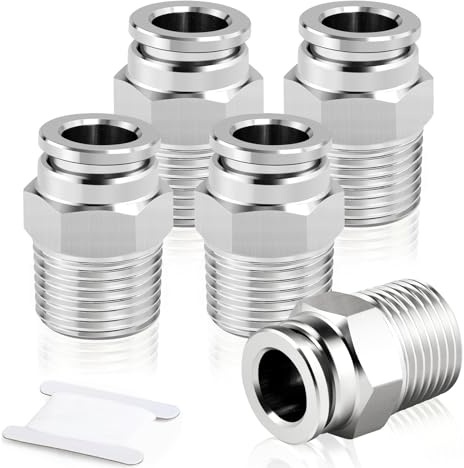 TAILONZ PNEUMATIC 304 Raccordi diritti maschi in acciaio inox 6mm tubo OD x 1/4 BSP da collegare PC6-02 (confezione da 5)