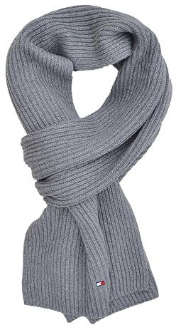 Tommy Hilfiger Strickschal Schal Cotton Cashmere Scarf Grau Mid Grey