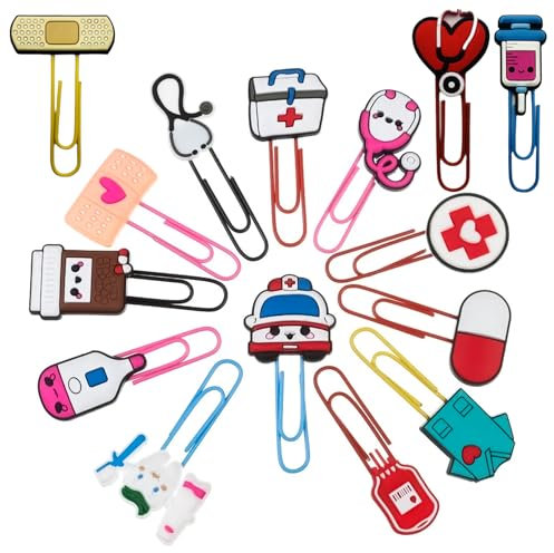 15-Stück Medizinisches Thema Büroklammern,Geschenke für Krankenschwestern,Medizinstudenten Geschenke,Arzt Geschenk,Niedliche Bunte Memo Clips,Geschenk für Tag der Krankenschwestern,Kinder Geschenk