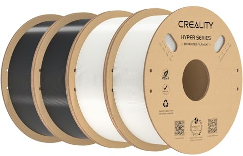 Creality Hyper PETG Filament Bundle 1,75mm 4kg, Hochgeschwindigkeits Filament (30-600mm/s), Kompatibel mit den meisten 3D-Drucker wie Creality K1C K1 Max, Schwarz & Weiß