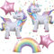 Risipu 2 Stück 3D Einhorn Luftballons Aluminiumfolie Ballon Set Walking Einhorn Dekorationen Kindergeburtstag Dekorationen