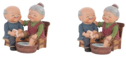 MAGICLULU 2pcs Crafted Old Couple Statue Husband and Wife Figurine Stylish Home Office Decor