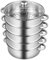 Vaporera de 5 capas de acero inoxidable con cubierta de cristal, multifuncional, 26 cm, acero inoxidable, duradera y fácil de limpiar, olla para todo tipo de cocinas como inducción, cerámica eléctrica
