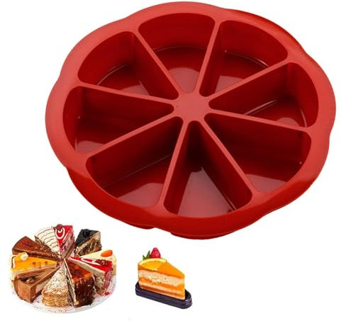 Raypontia Teglia triangolare per torte, 24 x 4 cm, triangolare, in silicone, con 8 triangolari, in silicone, per torte, muffin, formaggio, pane,