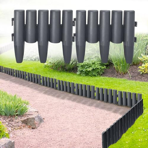 Bordure de jardin en plastique pour parterres de fleurs, pelouse - Bordure de jardin flexible - Bois synthétique - 15 cm de hauteur (84 m, anthracite)