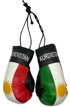 Mini Boxhandschuhe mit Kurdistan Flagge – Perfekt für als Schlüsselanhänger oder für Auto Innenspiegel