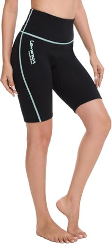 Lemorecn Women's Wetsuit Shorts 2mm Super Stretch Neoprene, GREEN,M