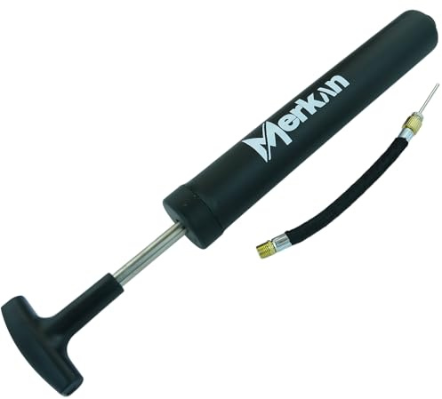 Merkan Luftpumpe für Ball, Handpumpe, Fußball, Volleyball und andere Anwendungen, kompakte Luftpumpe mit Flexibler Verlängerung, ideale Pumpe für Reisen, schwarz