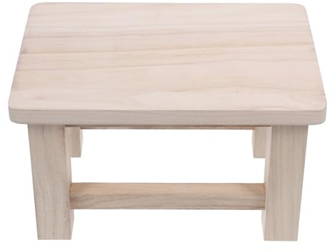 Kleiner Tritthocker aus Naturholz, Kompakt, Abgerundete Kanten | Glatte Oberfläche, Vielseitig Nutzbar zu Hause, Bequemer Sitzhocker für Altersgruppen, Beige