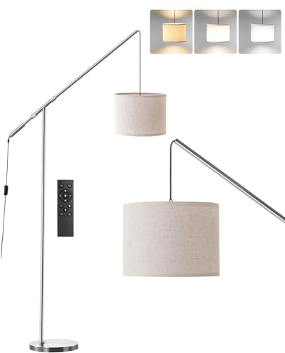 Stehlampe Wohnzimmer Dimmbar Bogenlampe, LED Lampe mit Fernbedienung, 201cm höhenverstellbare Floor Lamp, Helligkeit & Farbtemperatur dimmbar, E27-Leuchtmittel inklusive, Lamps for Living Room