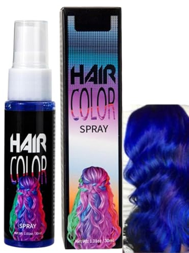 Spray Colorant Capillaire Temporaire, Spray Vert Cheveuxs Temporaire, Sprays Cheveux Violet, Coloration Cheveuxs Violet, Sprays Colorant Cheveux, Laque Temporaires Colorée Pour Cheveux (Bleu)
