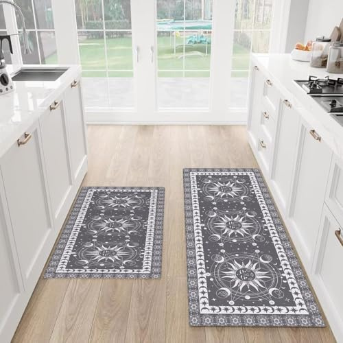 küchenteppich Grau Und Weiß Küchenläufer,Teppich Für küchenteppich waschbar rutschfest,fussmatte aussen 50x80+50x180