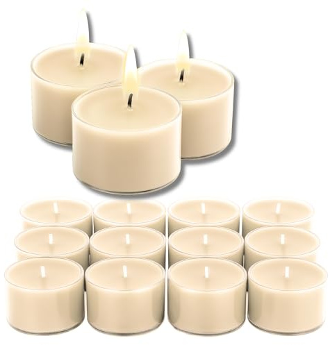 Candelo XXL 12er Set Duftteelichter – Vanille Duft – Kerzen mit Duft in Creme – warme süße Aromen, 8h Brenndauer, große Teelichter