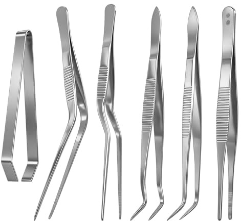 6 stycken kokpincett rostfritt stål kökspincett bentång för fisk grillpincett fiskbensincett matlagningstång professionella köksverktyg böjd för att dekorera mat matlagning bakning