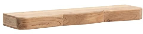 FineBuy Wandregal Akazie Massivholz 100cm mit DREI Schubladen - Design Regal für die Wand - Holz Wandboard mit Stauraum - Schwebendes Hängeregal aus Echtholz