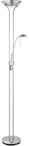 National Lighting Mother and Child Uplighter Floor Lamp with Reading Light - Satin Chrome Finish Floor Lamps for Living Room R7s/G9 Bulbs (Bulb Included)