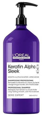L'Oréal Keratin Alpha Sleek Professional Shampoo, 1500 ml (Frizz Control)