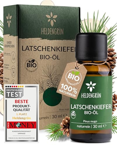 Heldengrün® BIO Latschenkieferöl [100% NATURREIN] für Sauna & Aufguss 30 ml | Wildwuchs aus Österreich · Echte Latschenkiefer · würzig, harzig & alpin · Dermatologisch getestet · Deutsches Startup