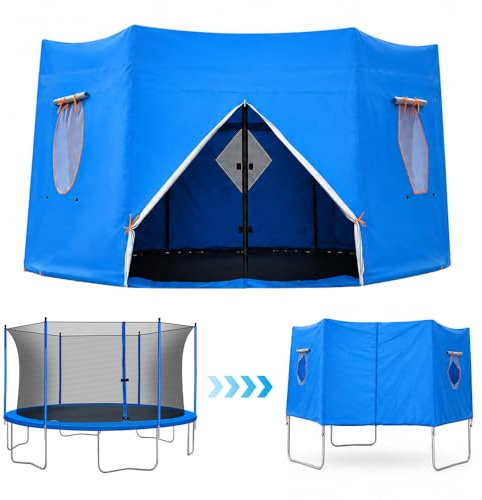 Cubierta para tienda de campaña de trampolín, 6/8 pies, impermeable, protección UV, tienda de cama elástica Oxford plegable azul, protección antidesgarros, cubierta de trampolín para protección solar