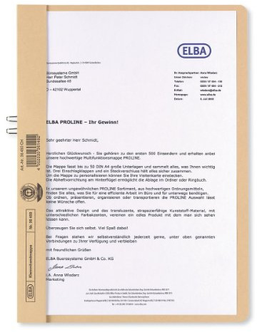 Klemmhandmappe f. A4 o. Deckel ch