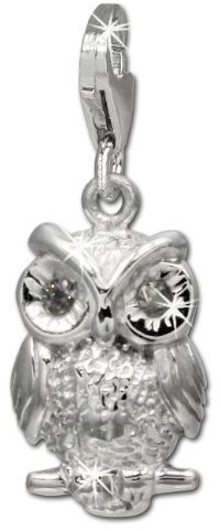 SilberDream Charm 925 Echt Silber Armband Anhänger Eule Zirkonia FC725W Silber Charmsschmuckanhänger