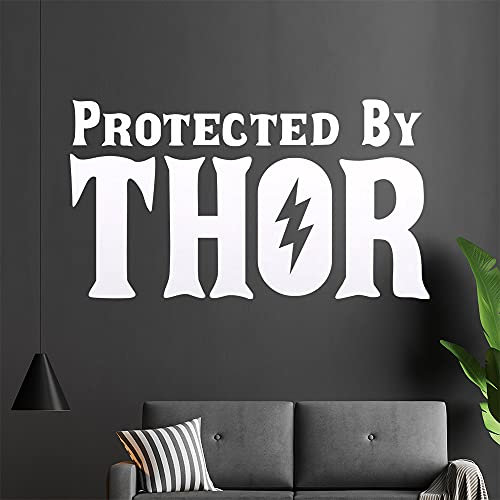 Protected by THOR Wandtattoo in 6 Größen - Wandaufkleber Wall Sticker - Dekoration, Küche, Wohnzimmer, Schlafzimmer, Badezimmer