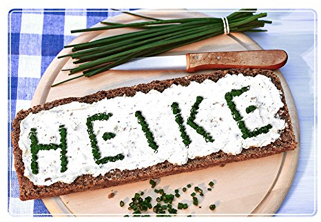 digital print Tischset mit Namen ''Heike'' Motiv Schnittlauch - Tischunterlage, Platzset, Platzdeckchen, Platzunterlage, Namenstischset