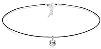 Elli Halskette Damen Choker Nylon mit Kristall in 925 Sterling Silber