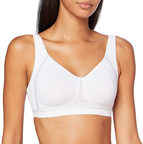 Susa Sport BH Damen ohne Bügel Move medium I Damen-BHS mit vorgeformten Cups I Sport Crop Top BH I Starker Halt I Transportiert Schweiß zuverlässig ab I weiß I 80A