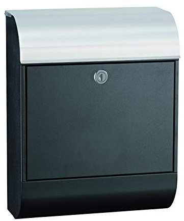 MEFA Briefkasten Pearl 872 (Farbe Tiefschwarz Edelstahldeckel, Einwurfklappe oben, Entnahme vorne, Größe: 450x352x160 mm) 872020DE