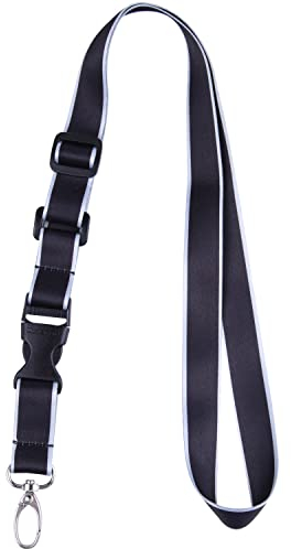 Wisdompro Schlüsselband fürs Büro, verstellbare Länge, Polyester-Band mit ovaler Schließe und abnehmbare Schnalle für ID, Namensschild, Firmenausweis, und Schlüssel Black/Powder Blue